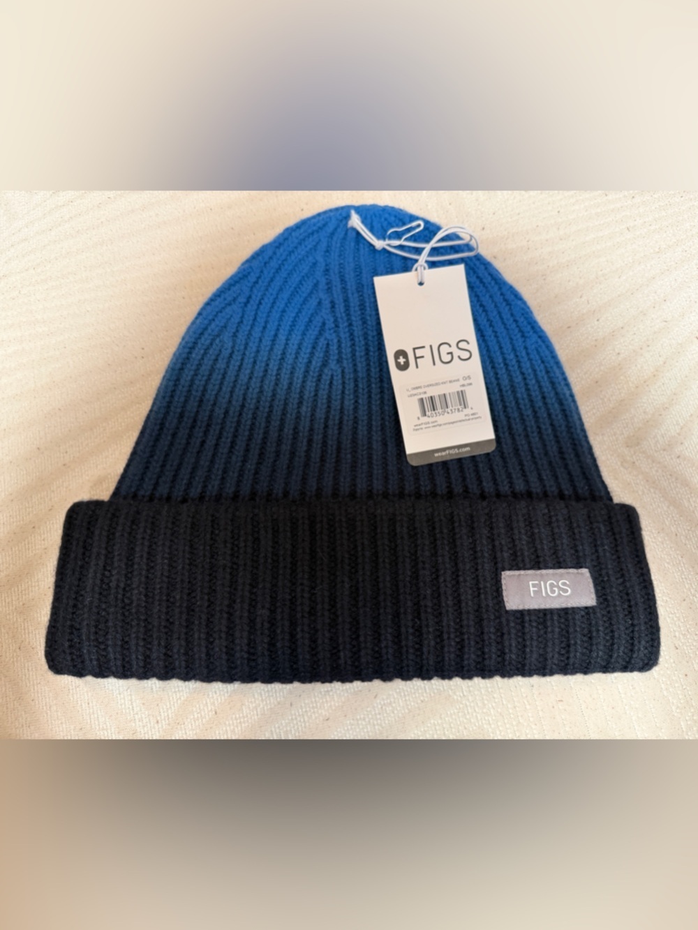 Figs Two-Tone Ribbed Beanie - Blue & Black